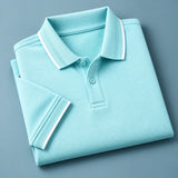 Men's Mint Blue Regular Polo T-shirt - Premium Cotton