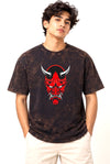 Men’s Black Acid wash with Print Oversized T-Shirt – Premium Cotton
