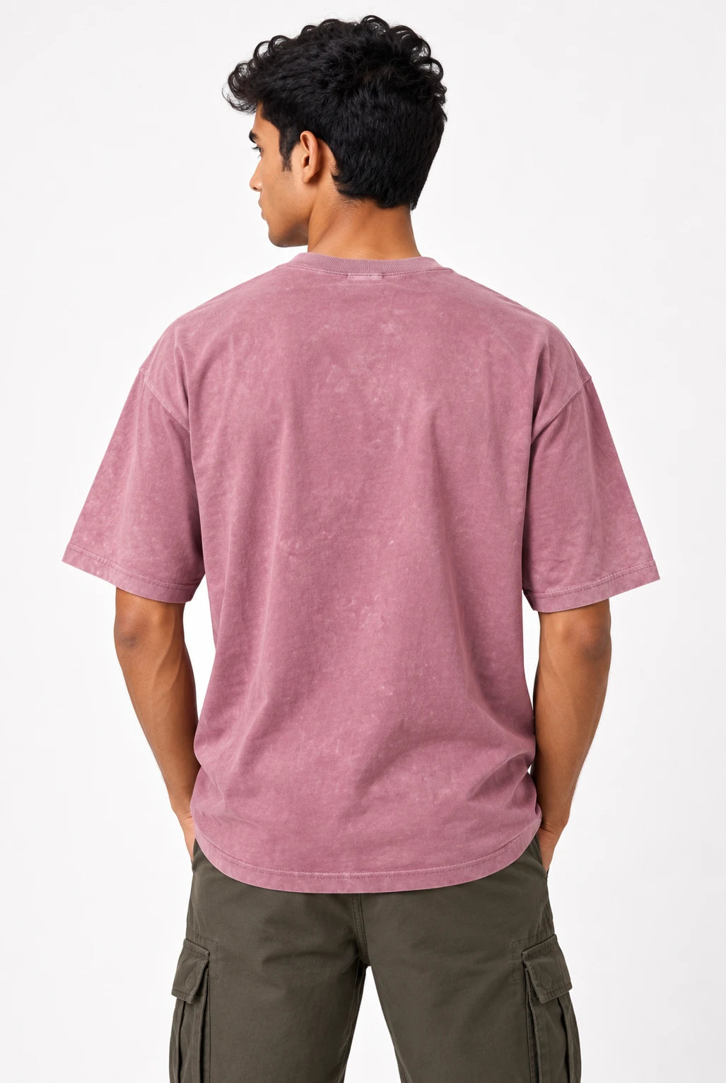 Men’s Dusty Rose Acid Wash Oversized T-Shirt – Premium French Terry