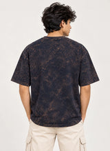 Men’s Navy Blue Acid wash Oversized T-Shirt – Premium French Terry