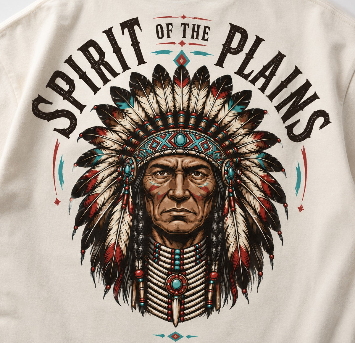 Men's Off-white Red Indians printed Oversized T-shirt - Premium Cotton