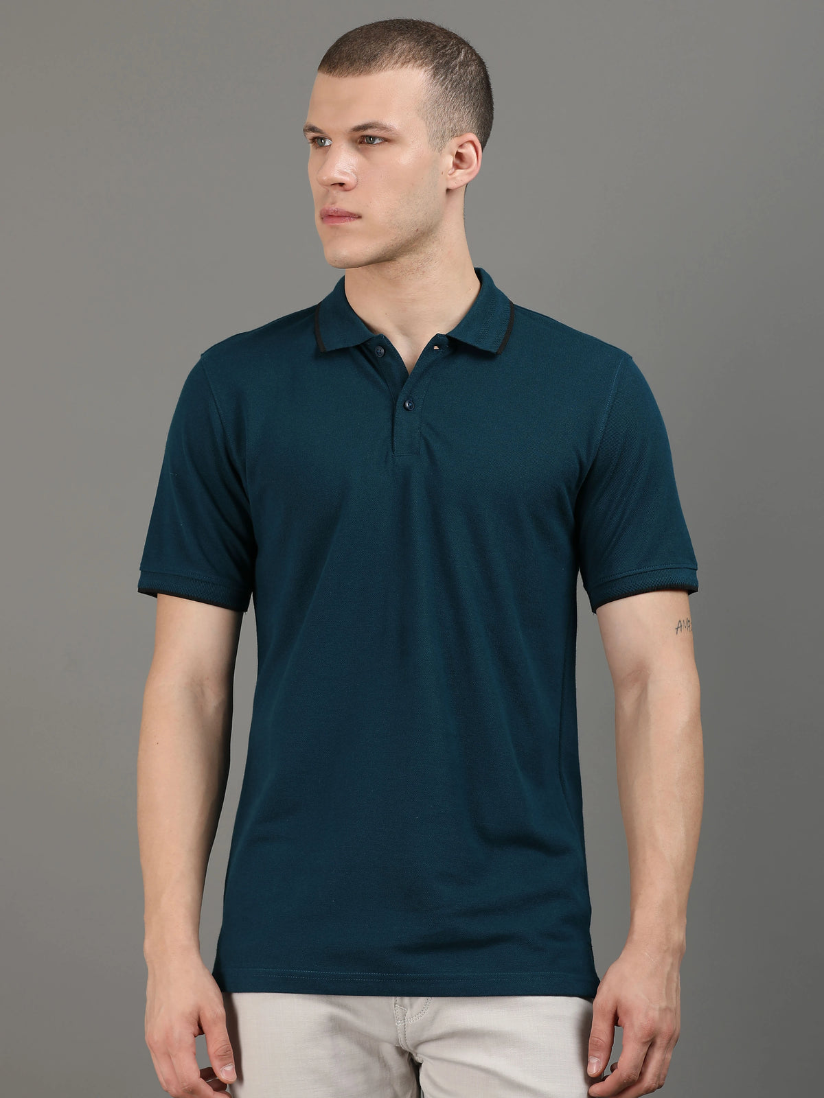 Men's Teal Blue Regular Polo T-shirt - Premium Cotton