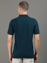 Men's Teal Blue Regular Polo T-shirt - Premium Cotton