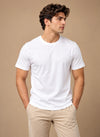 Men's White Regular Round Neck T-shirt - Premium Cotton