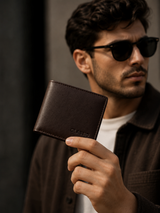 Brown leather bifold wallet