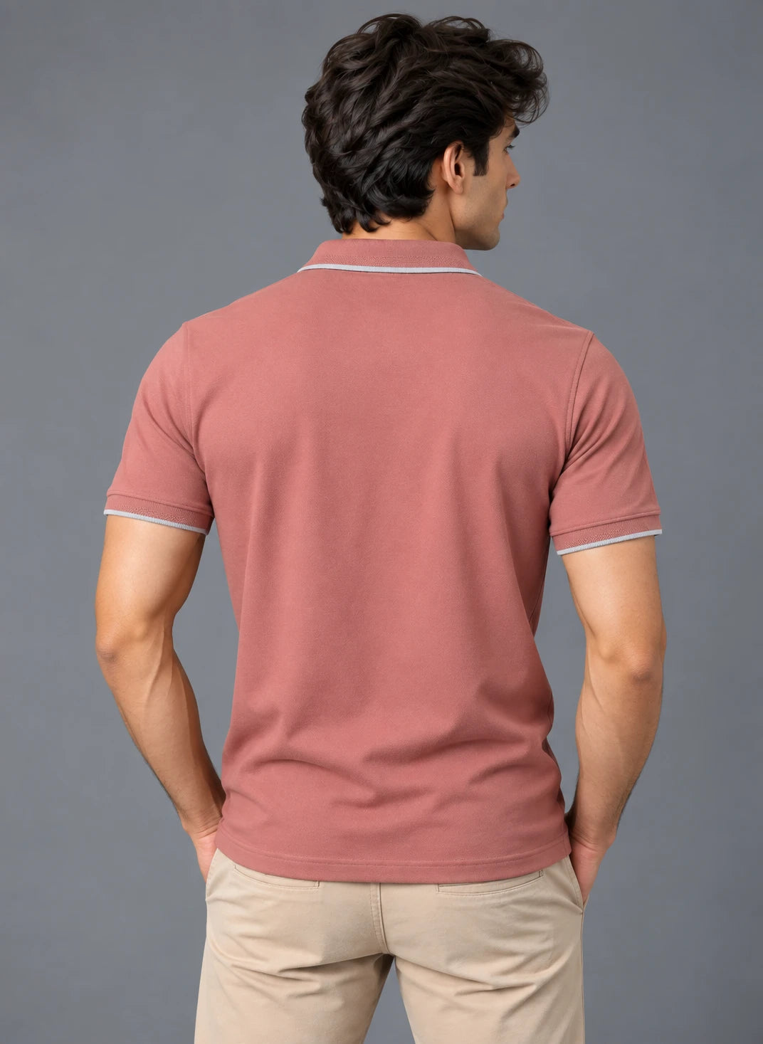 Men's Mauve Regular Polo T-shirt - Premium Cotton