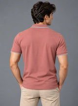 Men's Mauve Regular Polo T-shirt - Premium Cotton