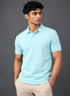 Men's Mint Blue Regular Polo T-shirt - Premium Cotton