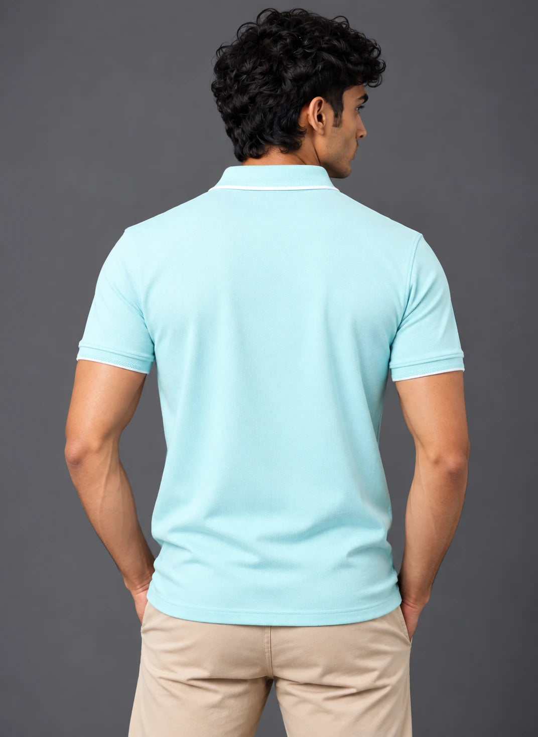 Men's Mint Blue Regular Polo T-shirt - Premium Cotton