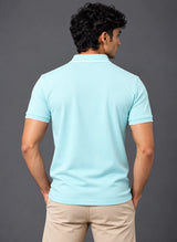 Men's Mint Blue Regular Polo T-shirt - Premium Cotton