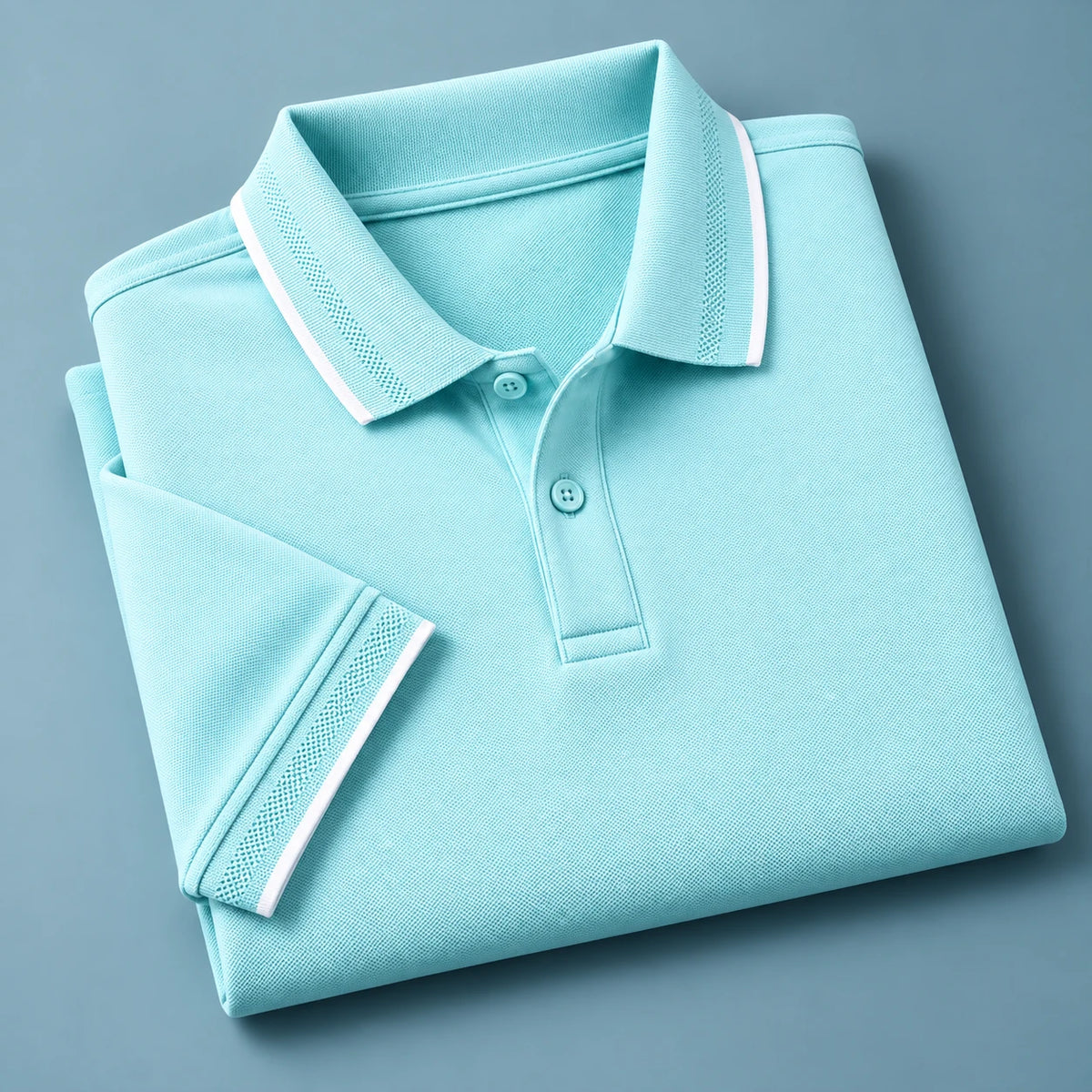 Men's Mint Blue Regular Polo T-shirt - Premium Cotton