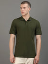 Men's Olive Green Regular Polo T-shirt - Premium Cotton