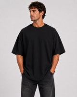 Men's Black Echoes of the world printed Oversized Tshirt - Premium Cotton