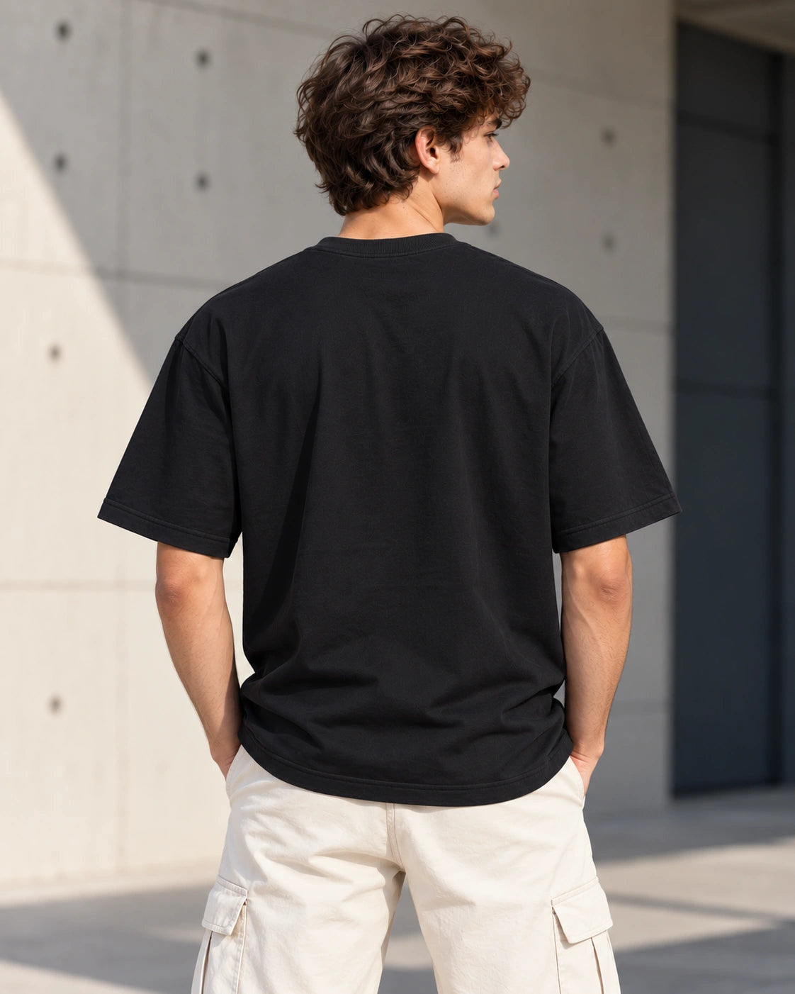 Men’s Black Plain Oversized T-Shirt –Premium French Terry