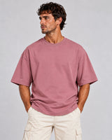 Men’s Dusty Rose Plain Oversized T-Shirt – Premium French Terry