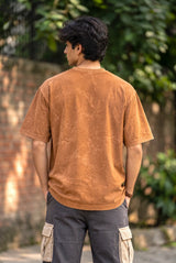 Men’s Light Brown Acid wash Oversized T-Shirt – Premium French Terry