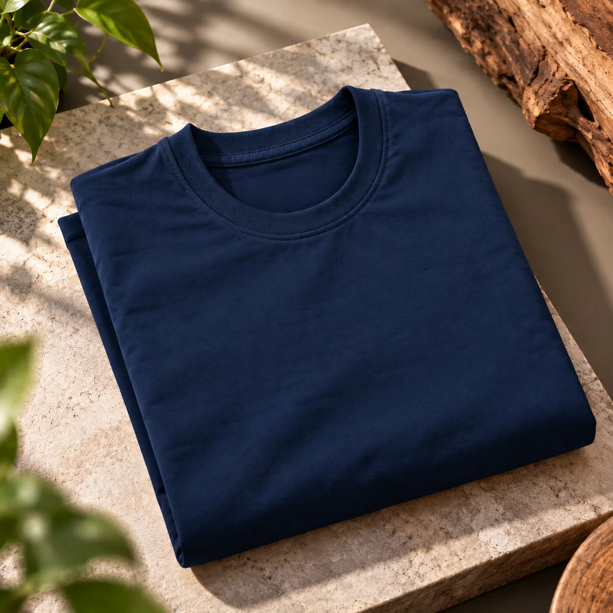 Men’s Navy Blue Plain Oversized T-Shirt – Premium French Terry