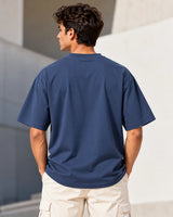 Men’s Navy Blue Plain Oversized T-Shirt – Premium French Terry