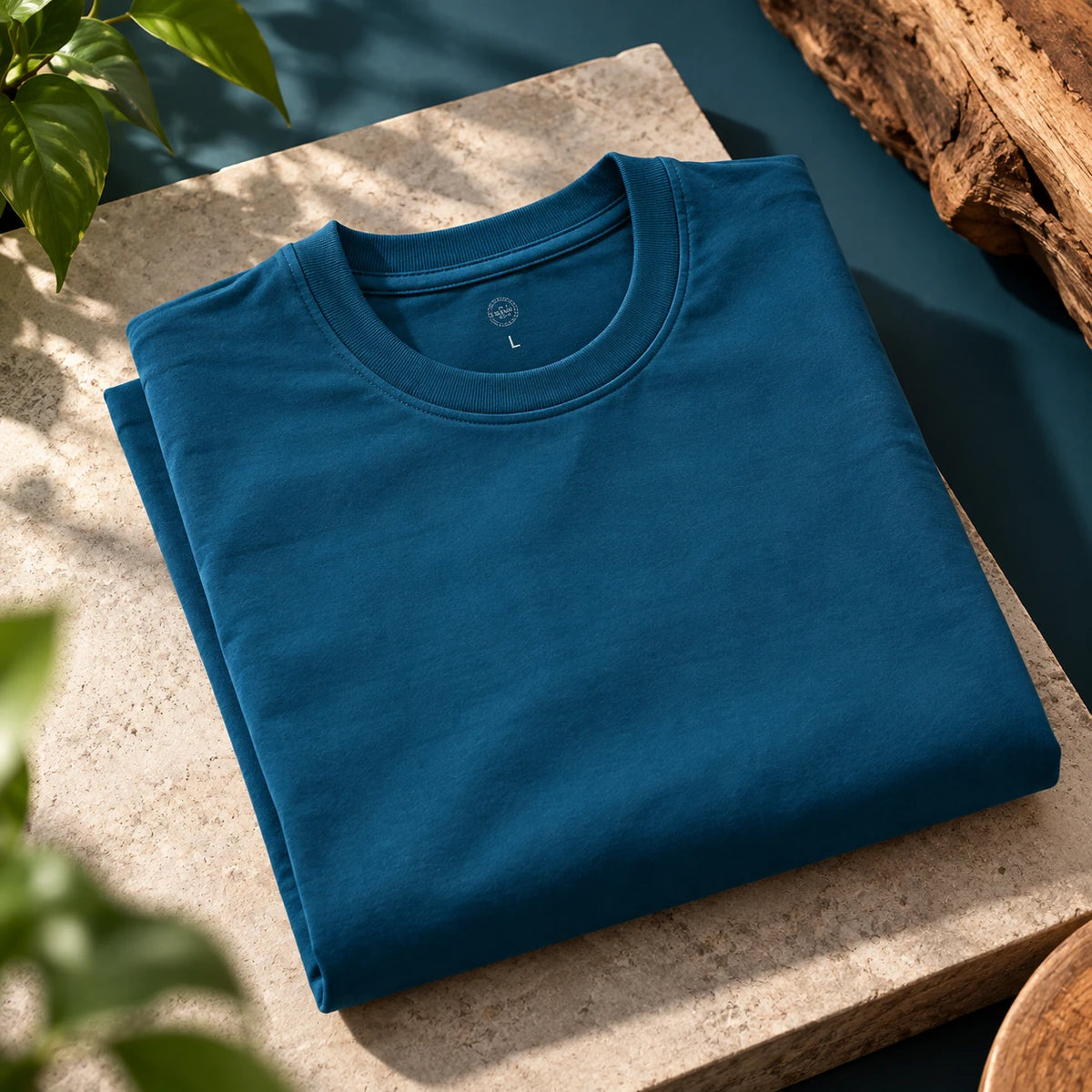 Men’s Petrol Blue Plain Oversized T-Shirt –Premium French Terry
