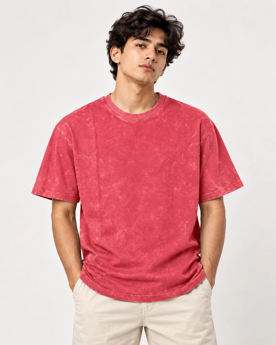 Men’s Plum Acid wash Oversized T-Shirt – Premium French Terry