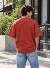 Men’s Rust Plain Oversized T-Shirt – Premium Cotton
