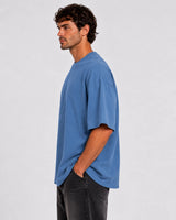 Men's Steel Blue Samurai printed Oversized Tshirt - Premium Cotton