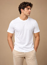Men's White Regular Round Neck T-shirt - Premium Cotton