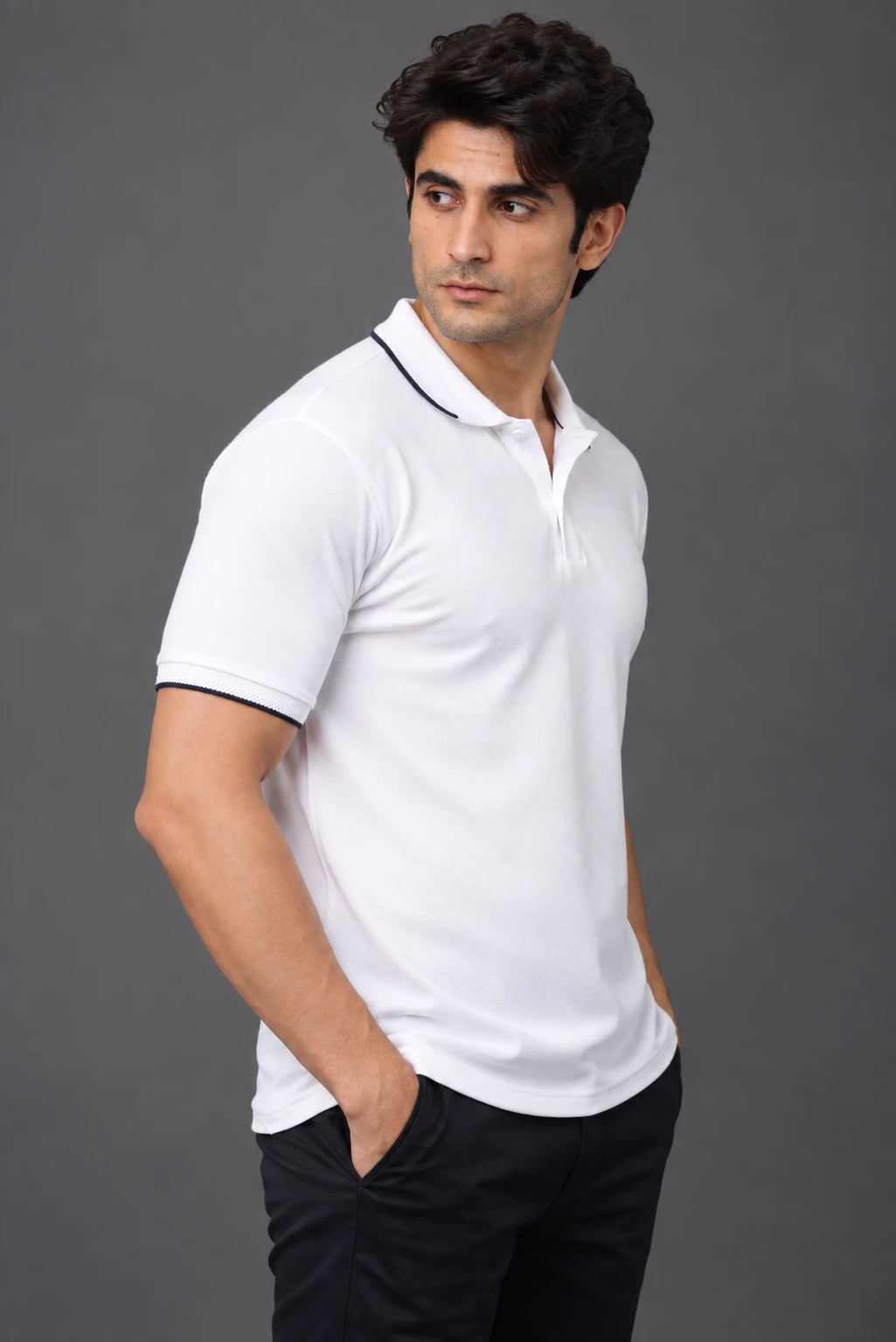 Men's White Regular Polo T-shirt - Premium Cotton