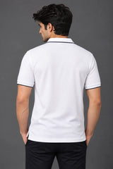 Men's White Regular Polo T-shirt - Premium Cotton